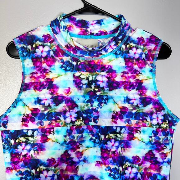 Athleta Women’s Sleeveless Tank Top M Floral Tie Dye Print Multicolor Stretch - Picture 5 of 8